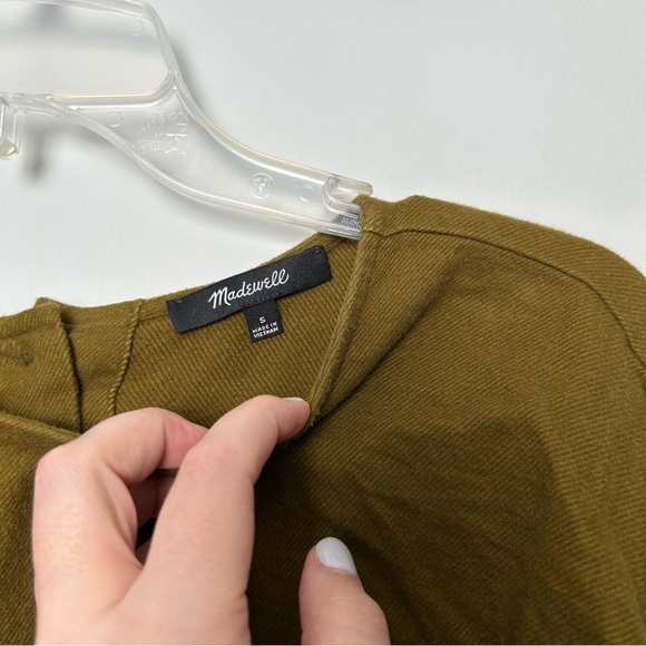 Madewell Olive Flannel Peplum Button Up Blouse - Picture 5 of 7